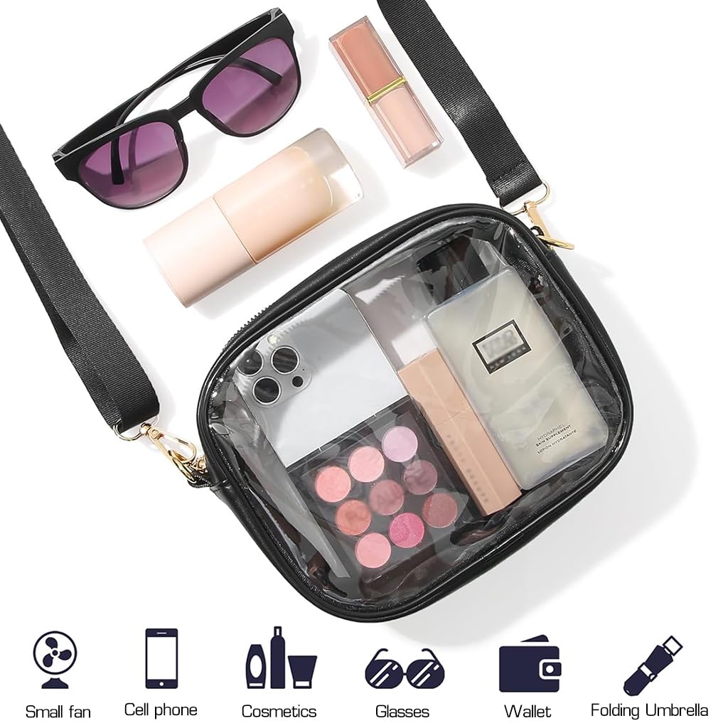 PALAY Crossbody Bag for Women with Adjustable Strap and 7.8x2.76 in Capacity | Transparent PU Frame Design