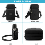PALAY Small Crossbody Phone Bag for Women with 3 Zipper Layers 19×10×6 cm Oxford Cloth Black