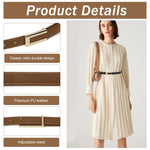 PALAY Women Belts for Jeans Dresses and Pants featuring Gold Buckle | 2Pcs 40in PU Leather