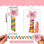 PALAY® 4pcs Spiral Hair Ties for Girls Colorful Braids Telephone Wire Hair Band for Kids Cute Cartoon Elastic Hair Tie Ponytail Holder Maker Hair Accessories for Girls Children