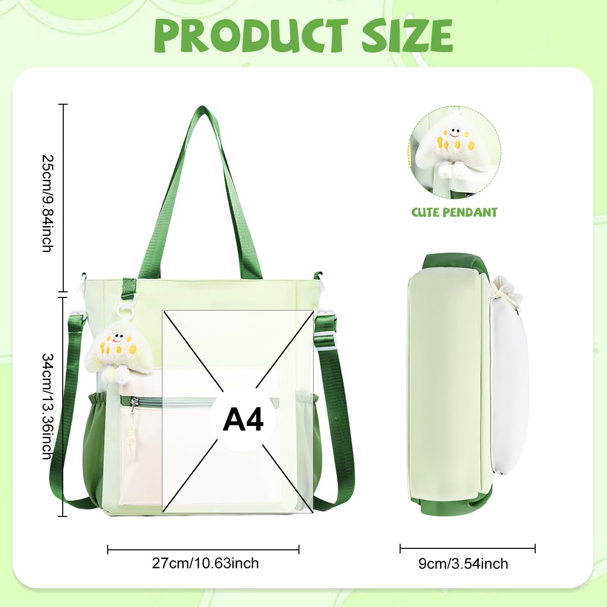 PALAY Tote Bag for Women featuring Removable Shoulder Strap with 27x34cm Capacity | Nylon Crossbody Purse for Girls