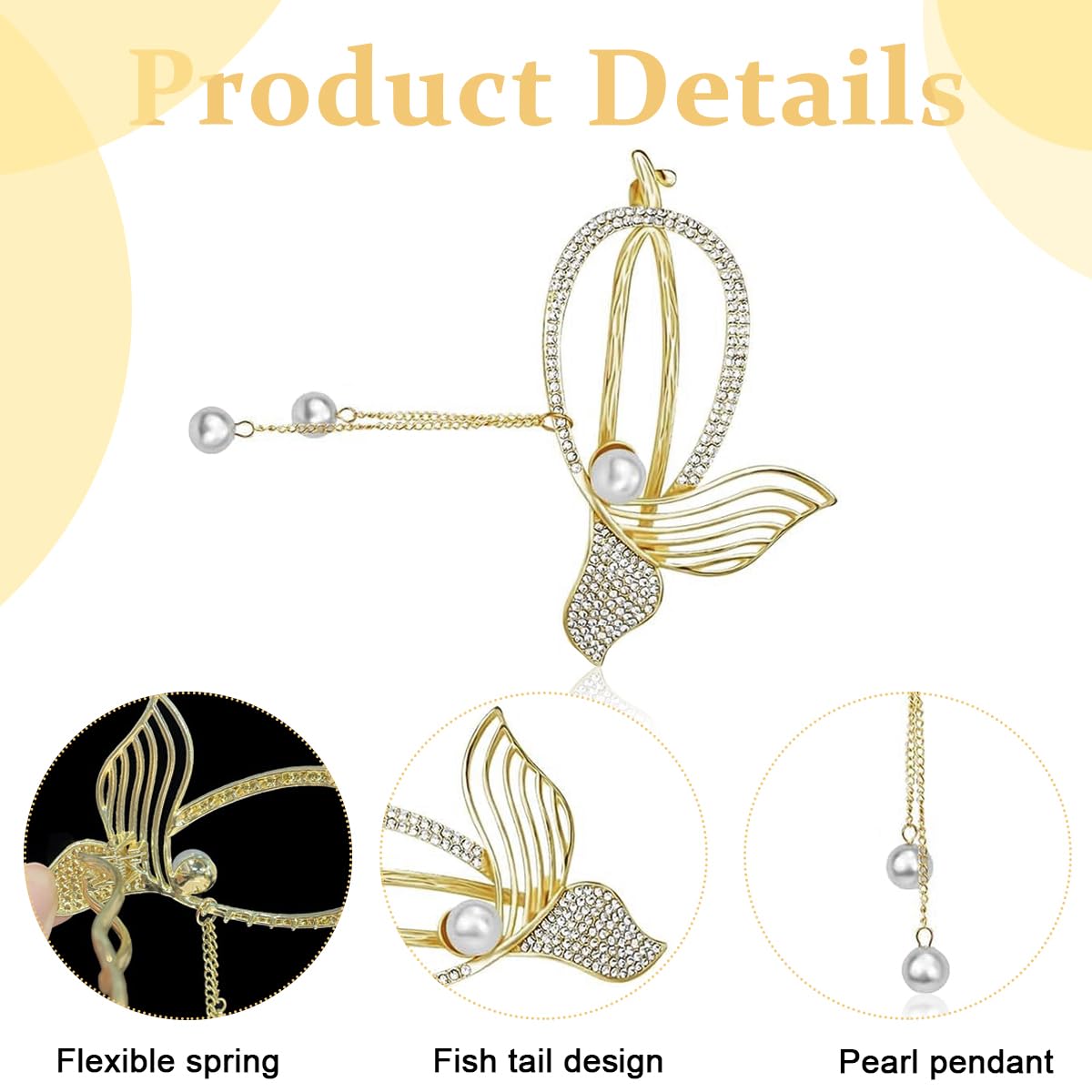 PALAY Hair Clip for Women with Mermaid Tail and Faux Pearl Design | Alloy Non Slip Claw