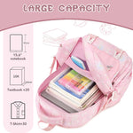 PALAY® School Backpack for Girls Cute Pink Cartoon Print Backpack Schoolgirls Travel Backpack 15.6 inches Waterproof Oxford Cloth Multi Compartment Backpack Birthday Gift Christmas Gift for Girls