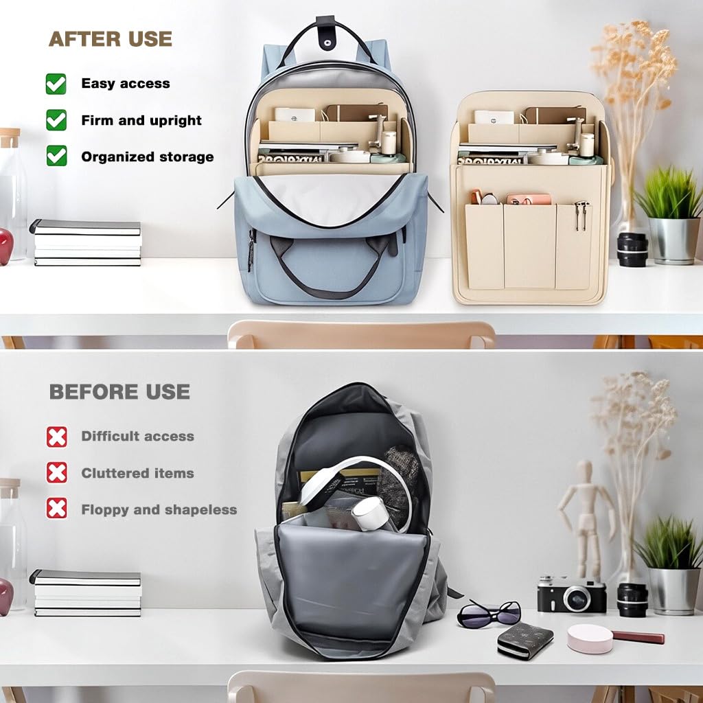 PALAY Bag Organizer Insert for Backpacks with Multi-Divider Design 24x12x30cm Felt Liner