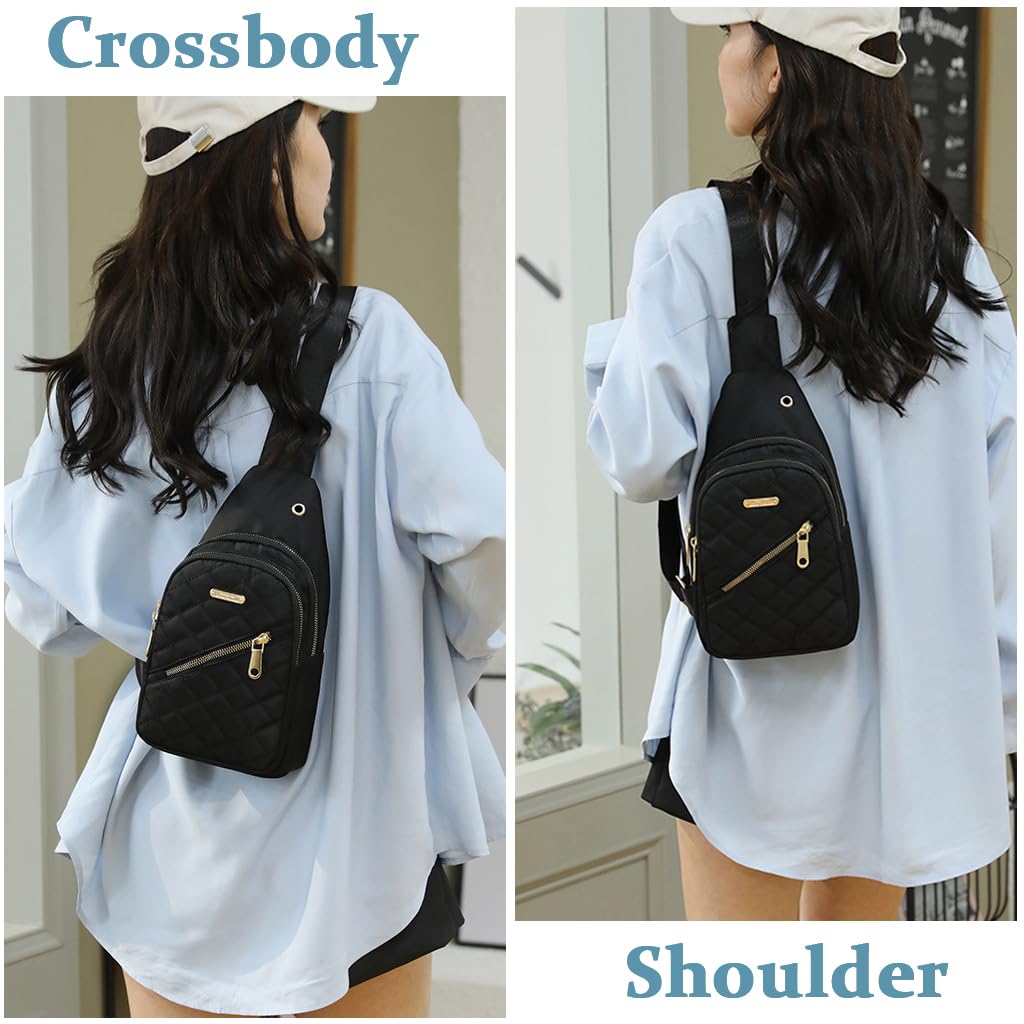 PALAY Crossbody Sling Bag for Women with Oxford Cloth in Stylish Black | Travel Shoulder Phone Bag