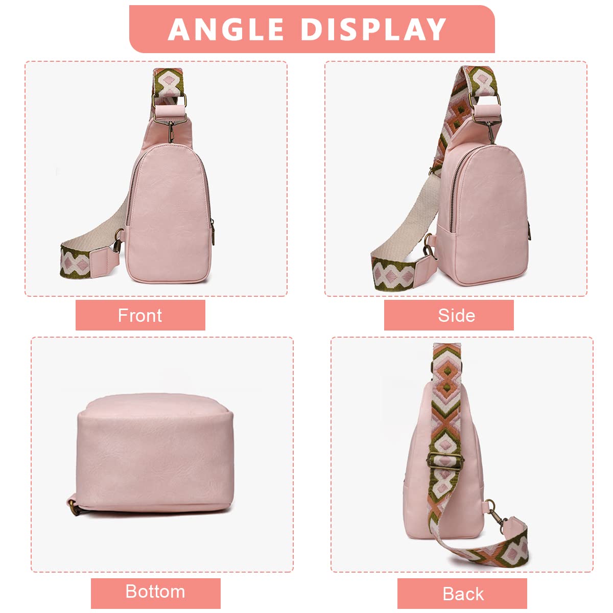 PALAY Cross Body Chest Bag for Daily Commuting featuring 13.5×23×7.5 cm PU Design | Pink