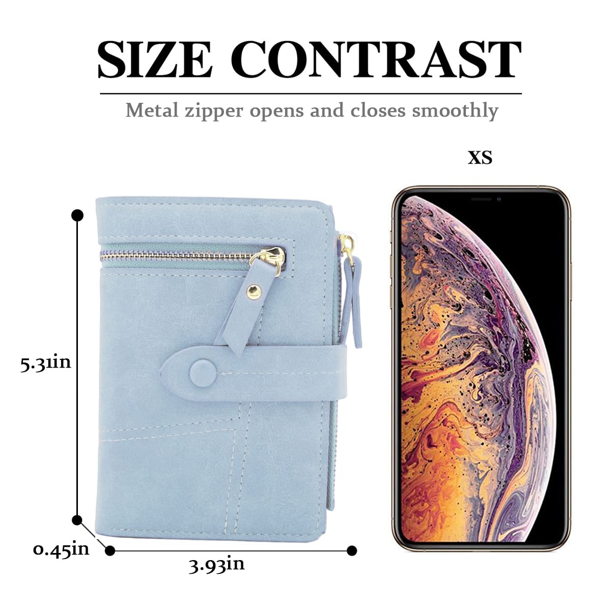 PALAY Small Purse for Women with Bifold Design and Smooth Metal Zipper | PU Leather 5.5×4×0.7 in Vibrant Blue Wallet