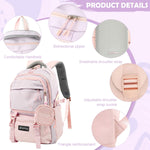 PALAY Girls Backpack for School and Travel with Multi Compartments | Pink Nylon Design