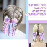 PALAY Ribbon Bow Hair Clips for Girls featuring Curly 3 in Design and Purple Ribbon | 2pcs Set