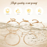 PALAY® Tobilleras bañadas en oro de 14 quilates para mujer, impermeables, pulseras de tobillo para mujer, pulseras de tobillo de eslabones cubanos de espiga para mujer, juego de tobilleras