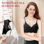 PALAY Seamless Bra for Women with V Neck Floral Edge and Removable Pads | Ice Silk Wireless Comfort