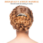 PALAY Hair Comb Clip for Women with 7 Claw Design and Rhinestone Flower | 10×9 cm Acrylic Bun Accessory