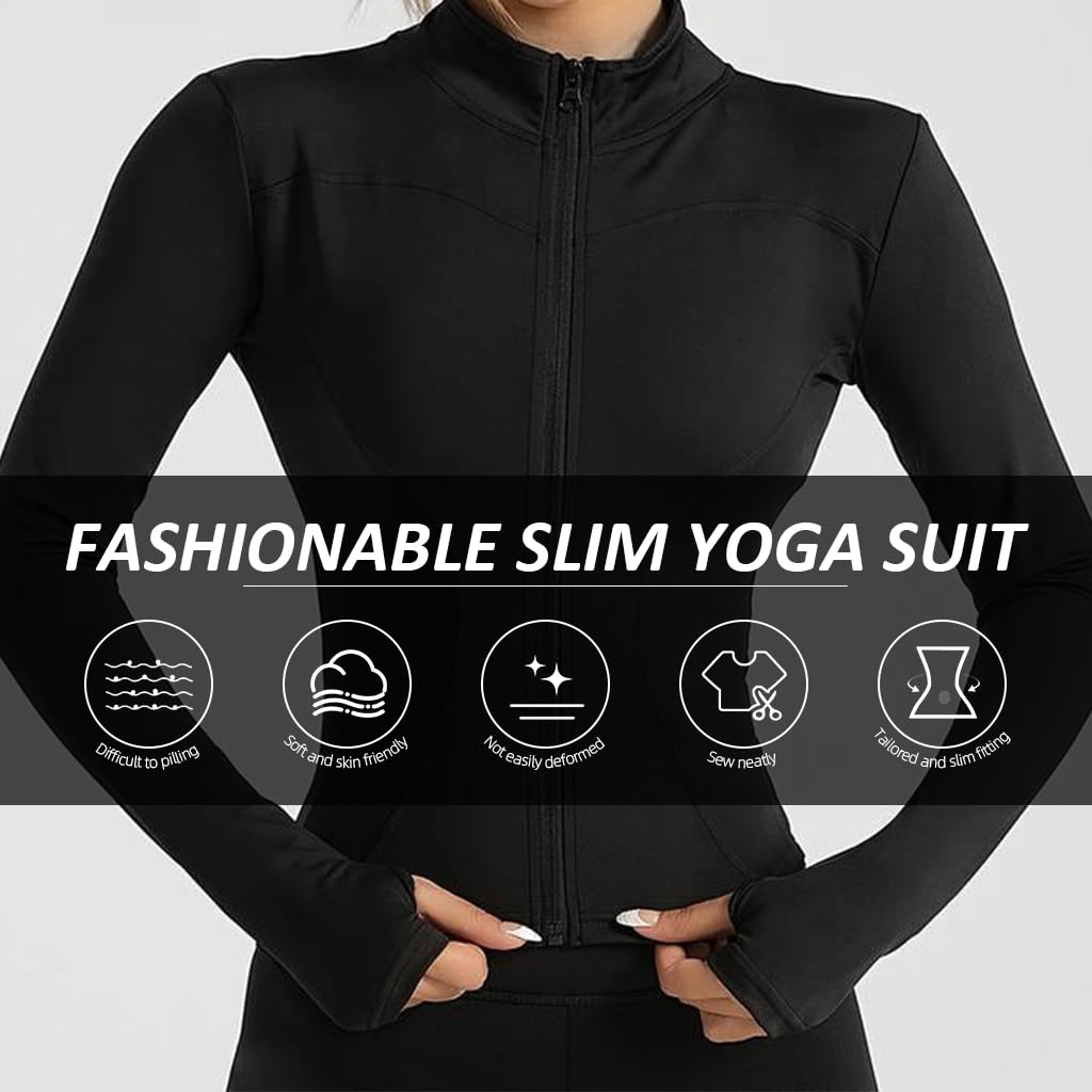 PALAY Gym Wear for Women with Zip Up Closure and Long Sleeves | 87% Polyester 13% Spandex