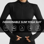 PALAY Gym Wear for Women with Zip Up Closure and Long Sleeves | 87% Polyester 13% Spandex