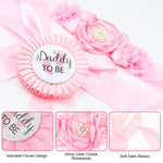 PALAY Mom to Be Decoration Set for Baby Shower with 70 in Chiffon Flower Sash | Pink