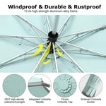 PALAY Large Umbrella for Travel and Outdoor Use with 10 Dual Ribs and Carabiner Handle | Mint Green 99% UV Protection