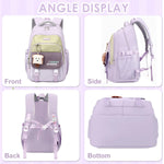 PALAY School Backpack with 3 Zip Compartments and Padded Shoulder Straps for Girls | Khaki Nylon Casual Travel Bag