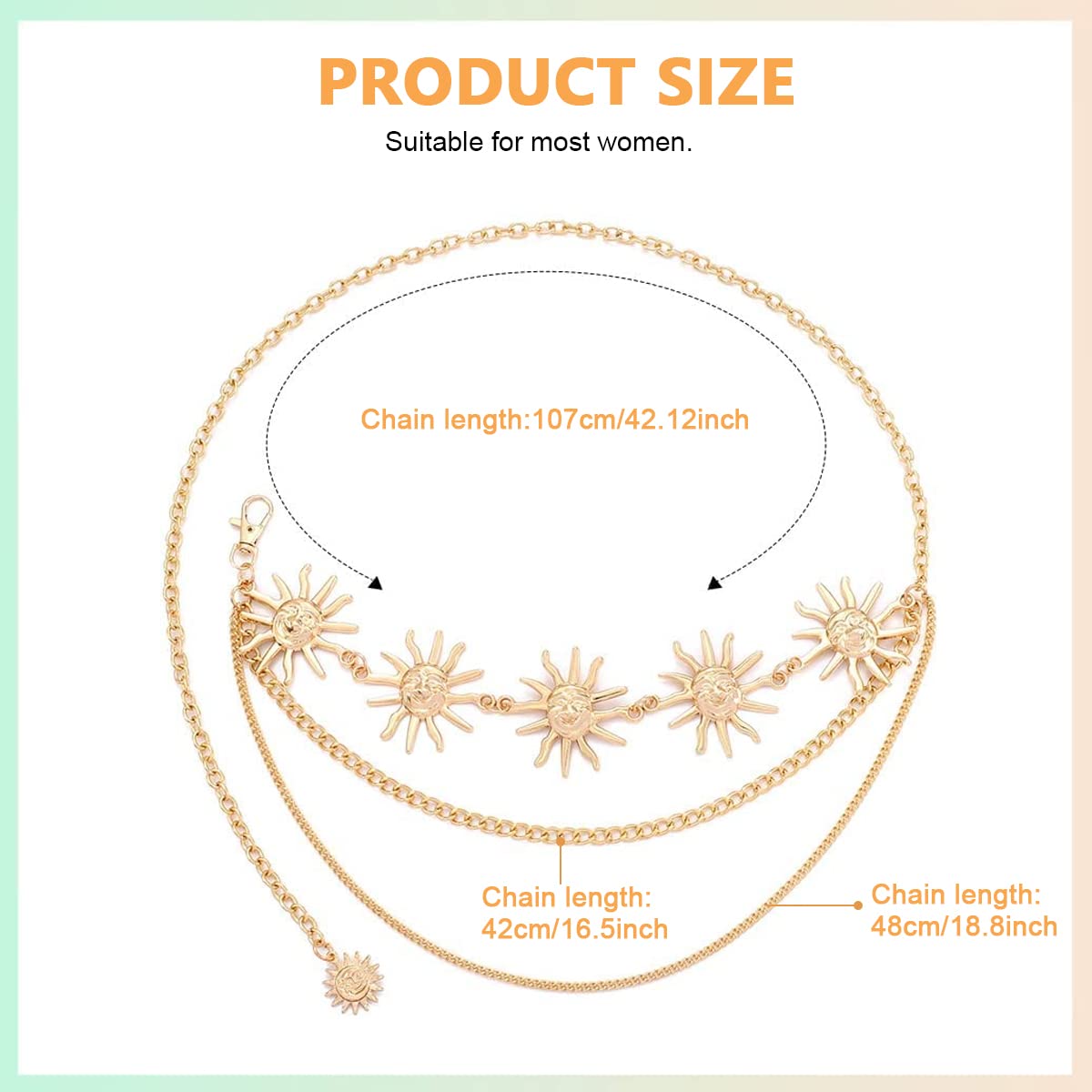 PALAY Chain Waist Belt for Women featuring 3 Layer Metal Design in Gold for Dresses and Jeans