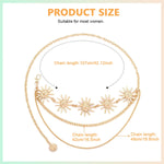 PALAY® Chain Waist Belts for Women, Trendy 3-Layer Metal Chain Belt for Women Dresses, Sun Element Decor Gold Body Belly Belt Accessories, Matched with Suits, Jeans, Shirts, Dress