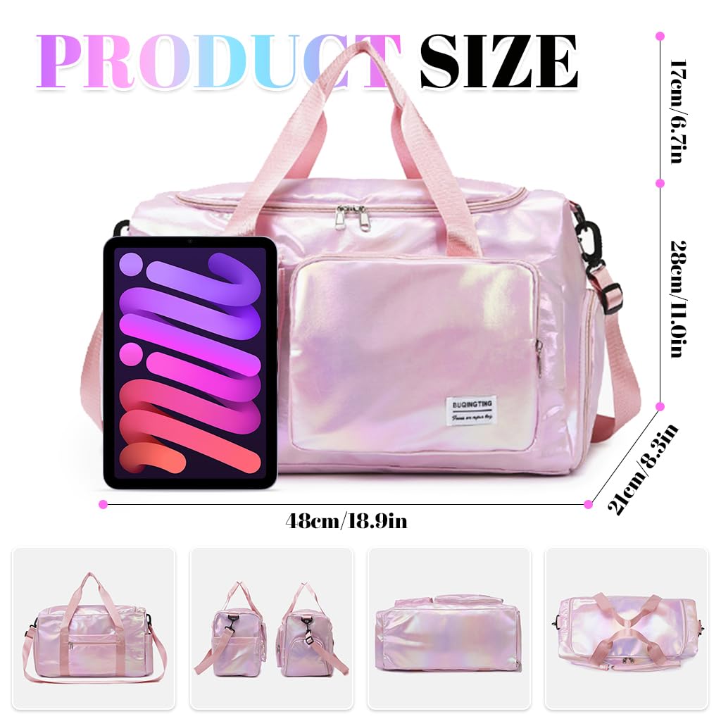 PALAY® Gym Bag Women Fashion Duffle Bag with with Shoe Compartment Multifunctional Shoulder Bag with Removable Shoulder Strap Travel Day Pack Crossbody Bag for Gym, Travel