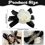 PALAY Large Bow Hair Claw Clip for Women with Camellia Flower Design and Strong Hold | Black