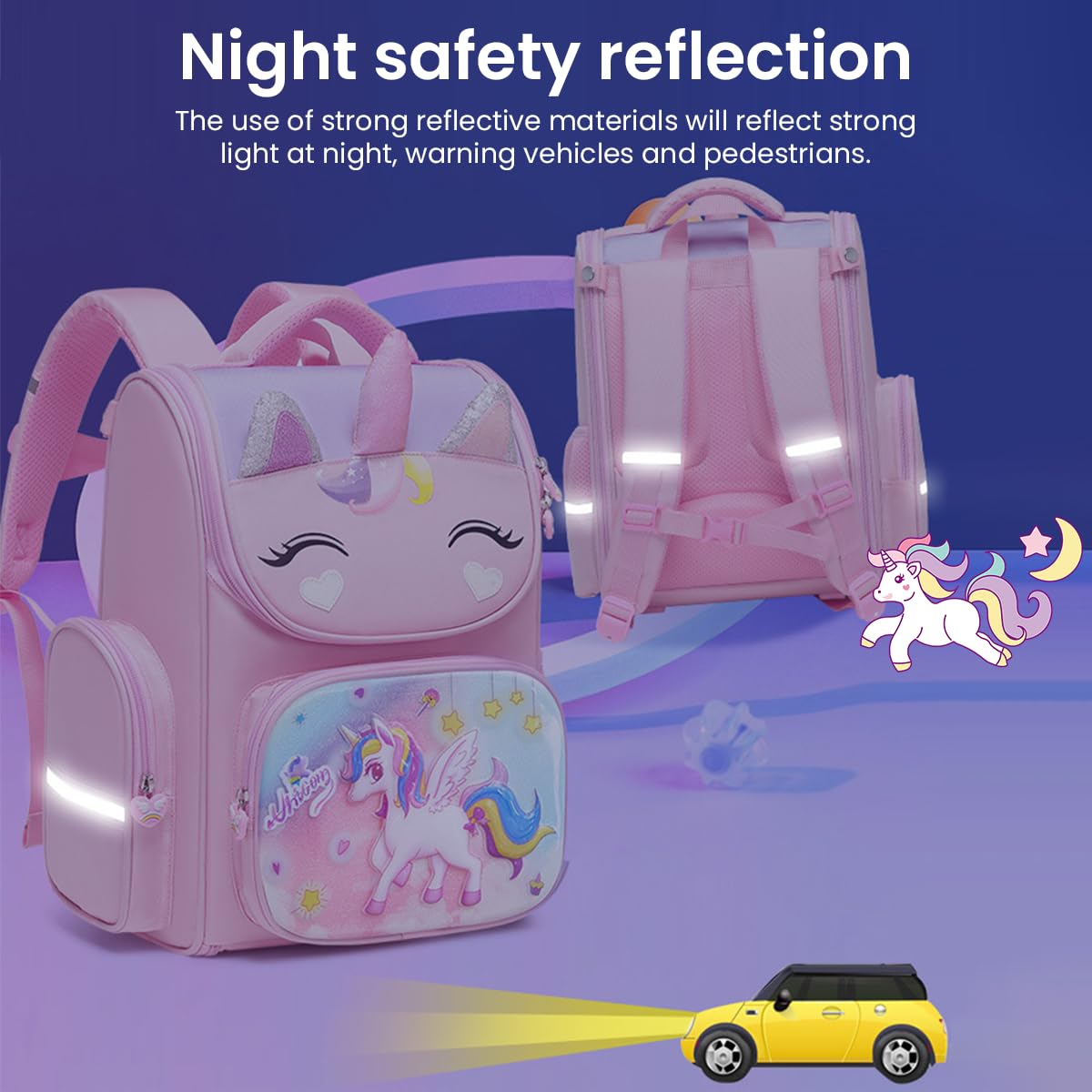 PALAY School Backpack for Girls with 28×19×39cm Multi Compartment Design and Ergonomic Back | Waterproof Oxford Cloth Pink Bag for Kids 6–12 Years