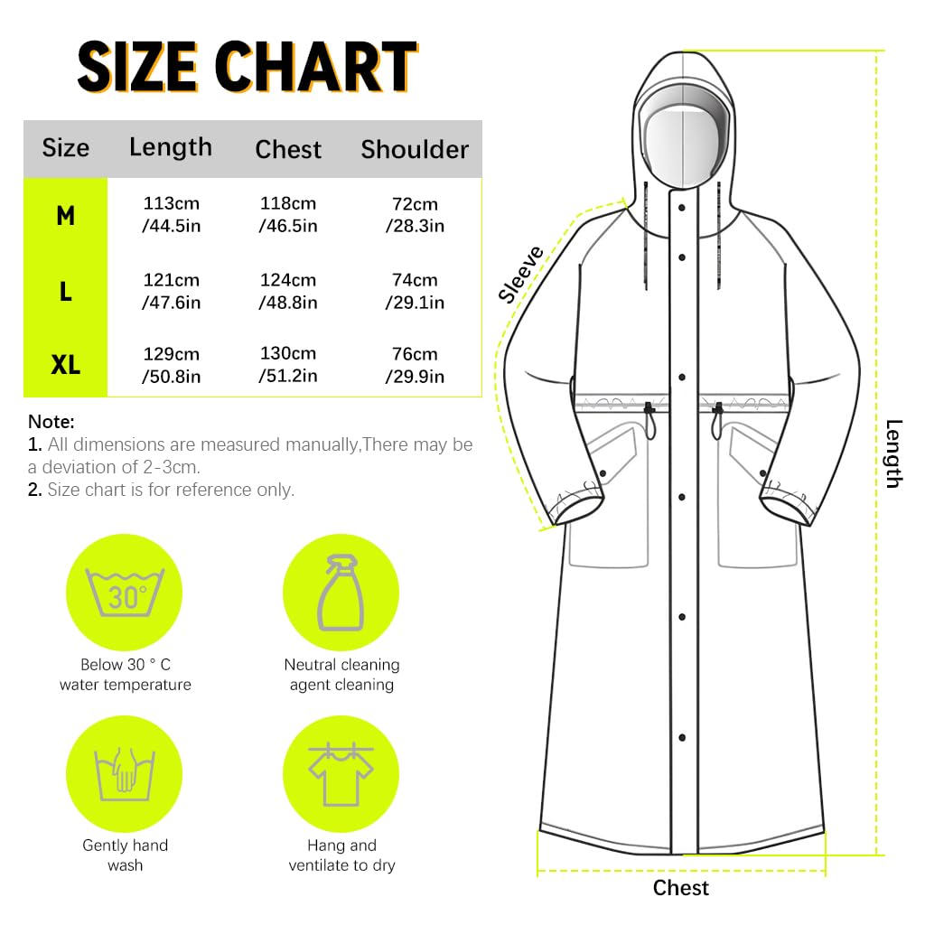 PALAY Women Raincoat for Outdoor Riding with 113cm Length and 3‑in‑1 Hood | EVA Waterproof Coat