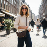 PALAY Shoulder Bag for Women featuring Knotted Strap and Zipper Closure 27x7x15 cm Brown Suede | Stylish Day to Evening Crossbody