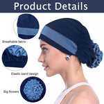 PALAY Flower Turban Cap for Women featuring Side Flower Design and Soft Stretch Fabric | Elegant Chemo Beanie and Sleep Hat
