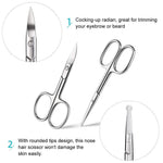PALAY® Tijeras de Bello Facial Curvo y Redondeado para Hombres y Mujer, Tijeras para Cortar El Pelo de La Nariz, de La Barba, para Orejas, Nariz con La Tijera Chata Acero Inoxidable Profesional