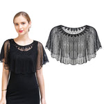 PALAY Lace Shawl for Wedding Dress featuring Sequin Beaded Mesh Fabric | Elegant Black Wrap