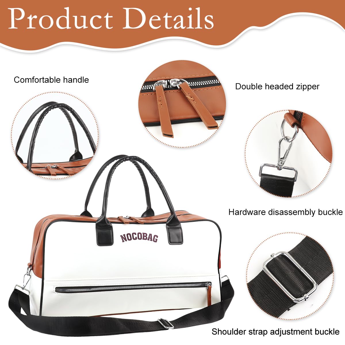 PALAY Duffle Bag for Travel with Dual Zipper Design and 45x20x25 cm Capacity | PU Leather Waterproof Shoulder Bag for Women