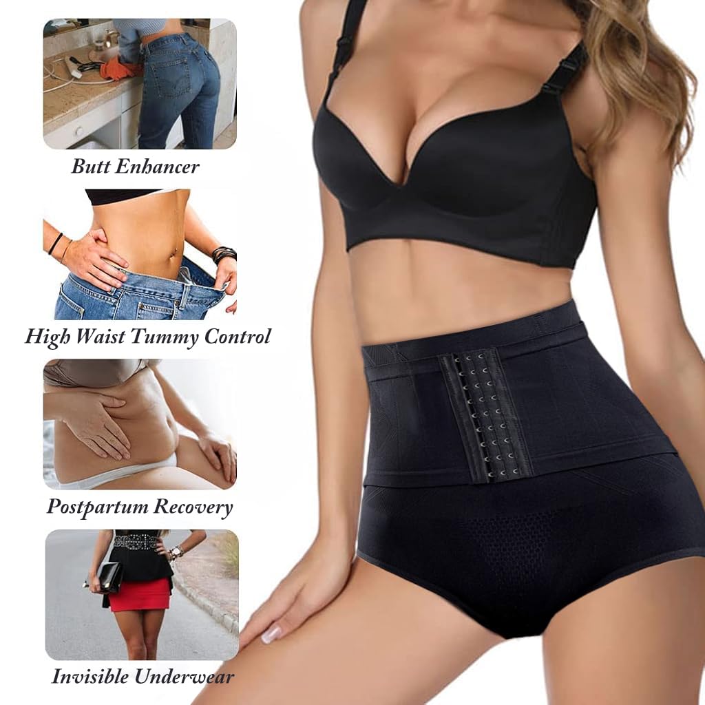 PALAY Shapewear Tummy Control Panties for Women with 3 Row Buckle Design & Neoprene Material | XL Plus Size Body Shaper for Postpartum Recovery