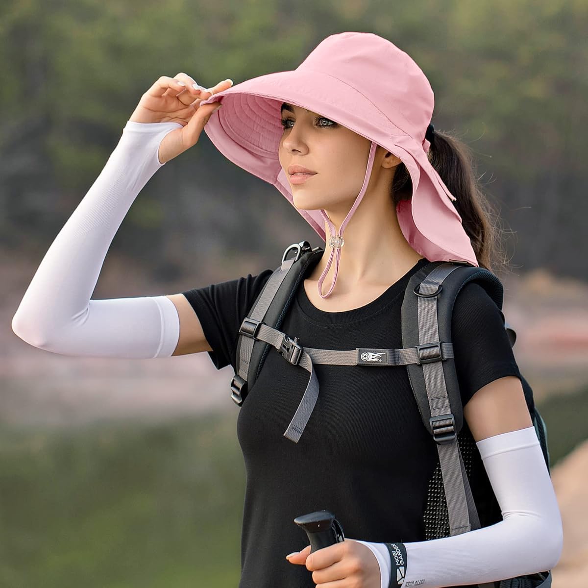 PALAY Sun Hat for Women with Wide Brim and Neck Flap featuring UPF 50+ Protection | Grey