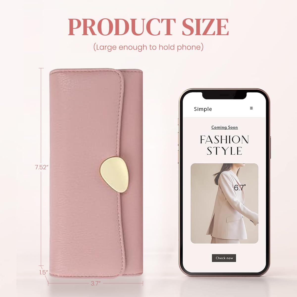 PALAY Purse for Women featuring 10 Card Slots and Zippered Section | Pink PU Leather Wallet