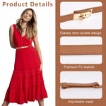 PALAY Waist Belt for Women with Alloy Turn Lock Buckle Brown PU Leather Fit 65–105cm