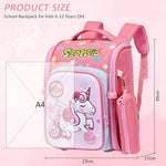 PALAY Unicorn Cartoon School Backpack for Girls with 27x17x39cm Dual Zipper Design | Ergonomic Burden‑Relief Pink Bag