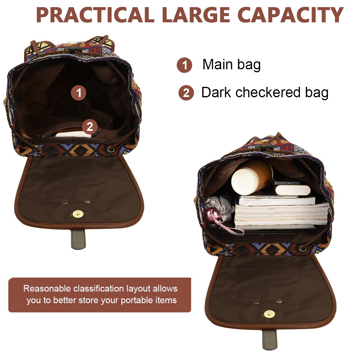 PALAY Bohemian Laptop Backpack for Travel and School featuring 38×33×9cm Size | Massage Cushioned Straps