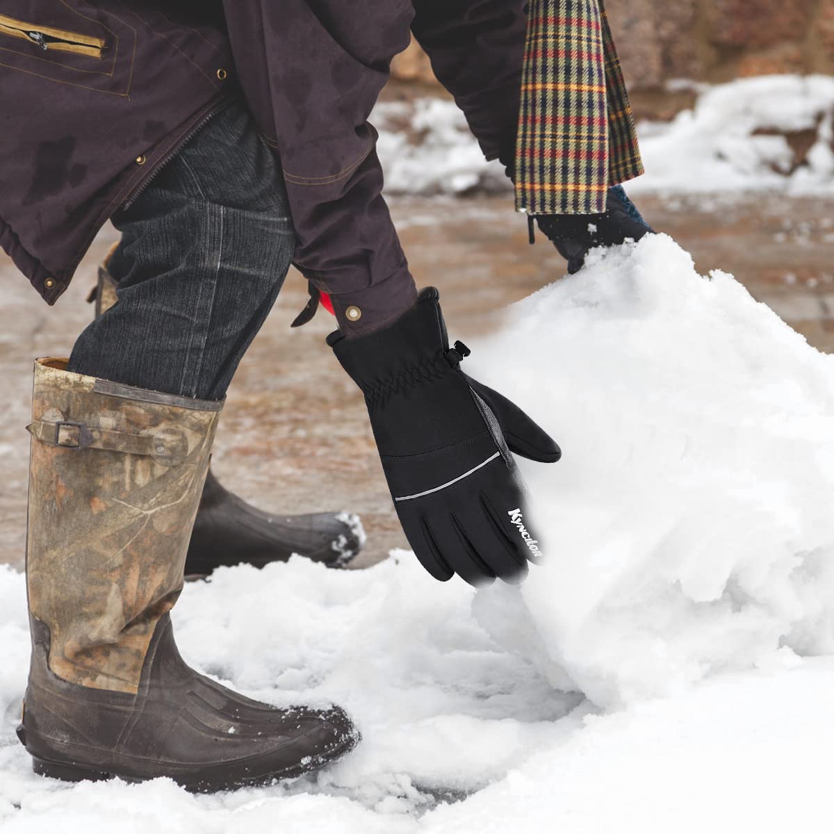 PALAY Winter Gloves for Skiing and Riding with Touch Screen Fingers and Anti Slip PU Palm | Windproof Waterproof for Men 8.5–9 cm Hand Width