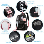 PALAY School Backpack for College Girls with USB Charging and Headphone Port 35L Black