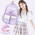 PALAY® Kuromi Backpack for School Girls Sanrio Kuromi School Backpack Multi Layer Large Book Bag Burden Relief Travel Backpack School Backpack for 8-16 Years Olds School Girls Teens, 45x31x19cm