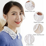 PALAY Fake Collars Shirts for Women with 4 Button Classic Style and Adjustable Straps | White & Black Lace Detachable Half Shirt