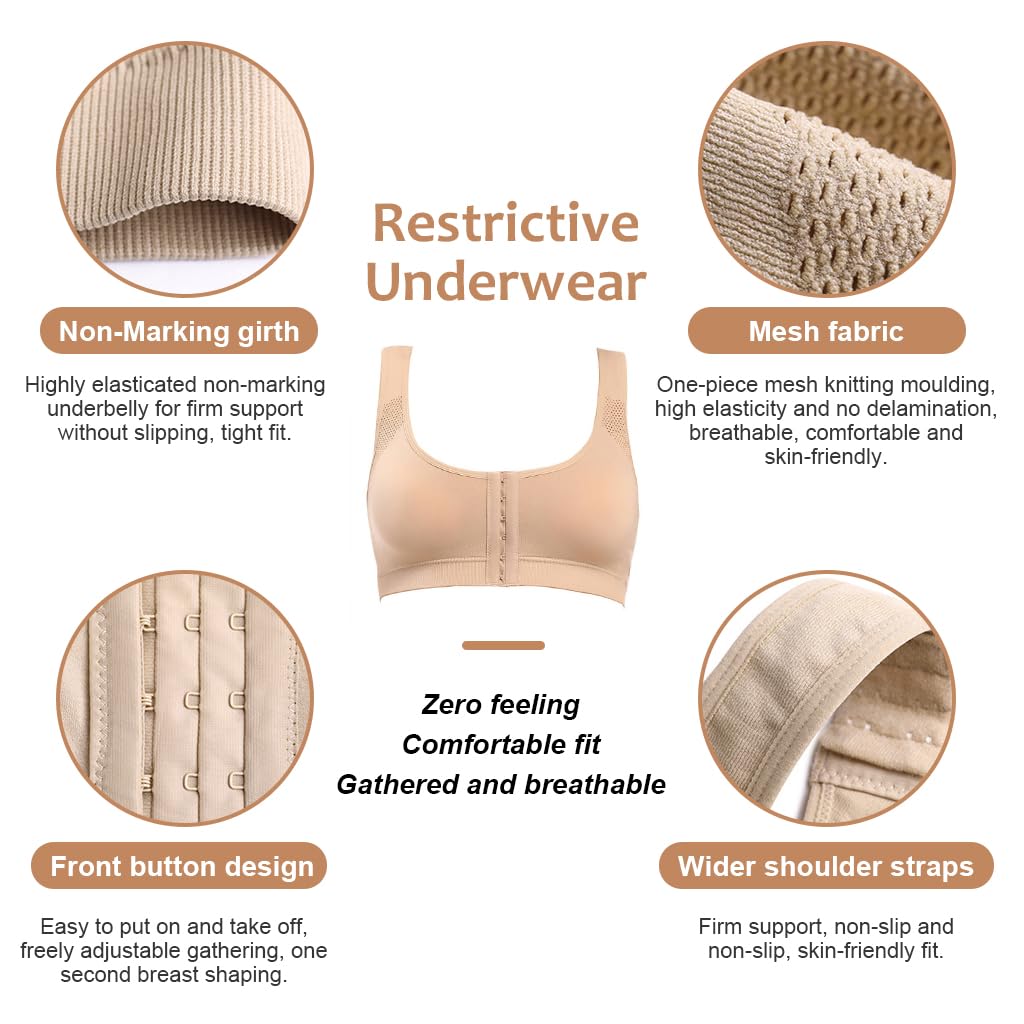 PALAY Zip Front Sports Bra for Women with Adjustable Front and Shoulder Buckles | Breathable Nylon Plus Size Support 80–85 cm