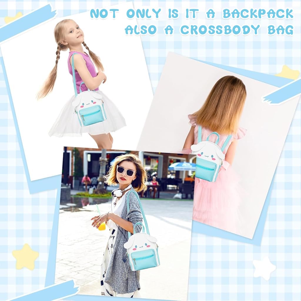 PALAY® Cute Backpack for Girls Kawaii Girls Backpack Small PU Backpack Cute Sanrio Cinnamoroll Crossbody Bag with Handle Birthday Gift Christmas Gift for Girls, 23x24x12cm