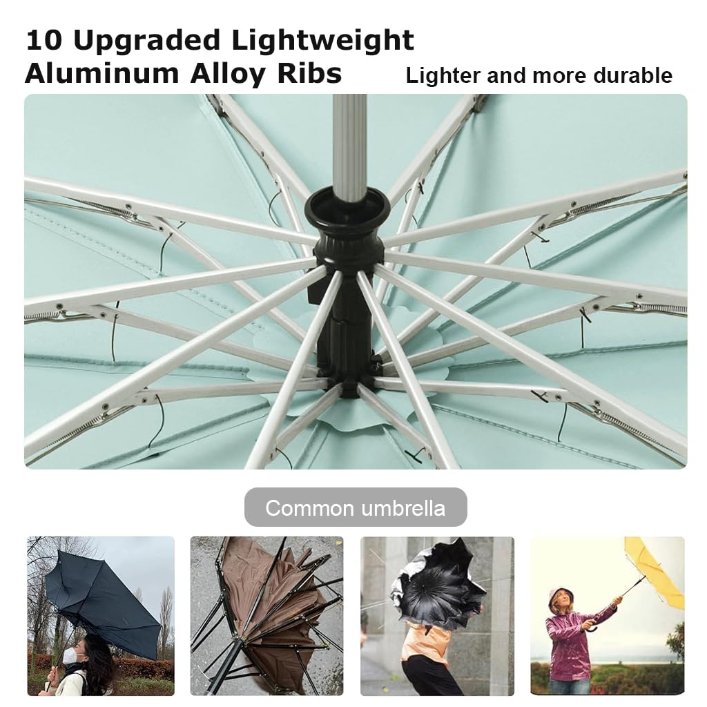 PALAY Auto 3 Fold Umbrella for Travel with 50in Canopy and 10 Dual Ribs | Reflective UV Shield