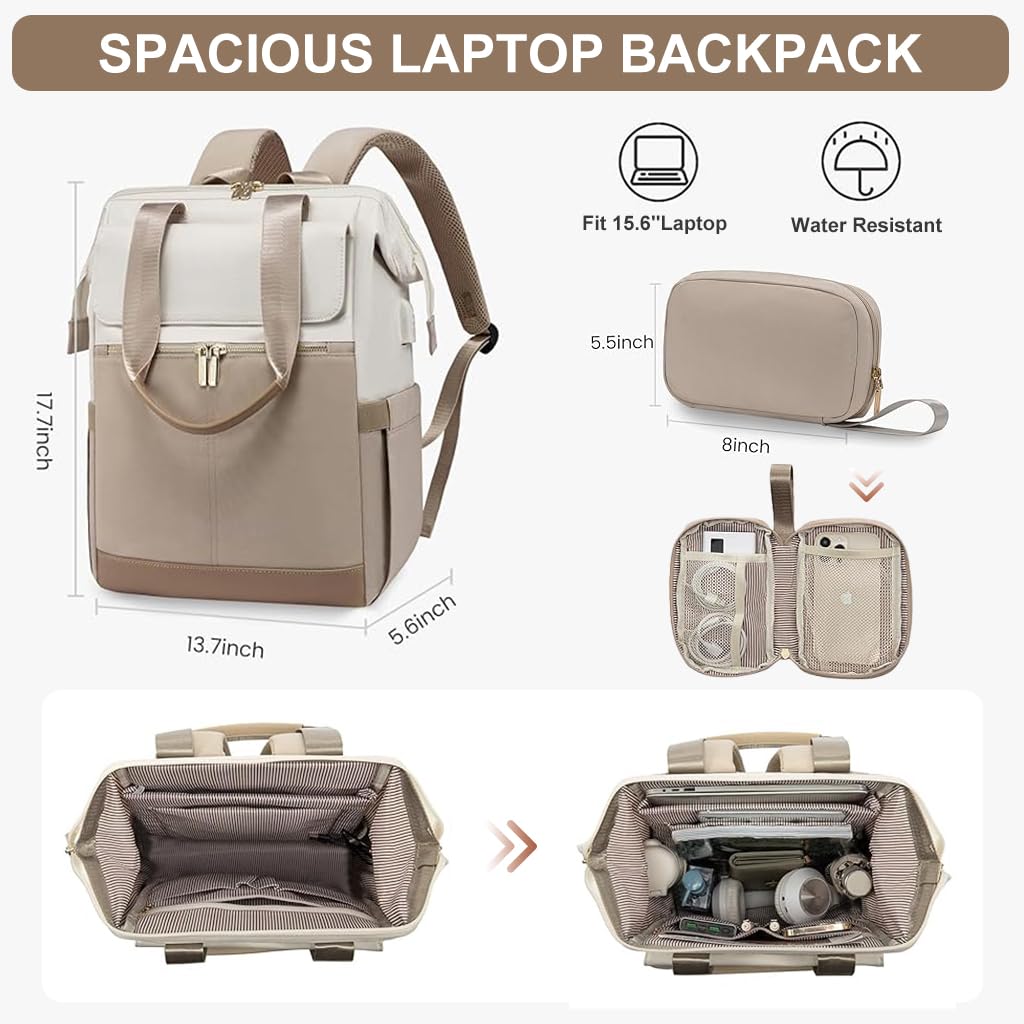 PALAY Laptop Backpack for Women featuring Dual Zipper Wide Open Design and Waterproof Oxford Cloth | Fits 15.6 Inch Laptop