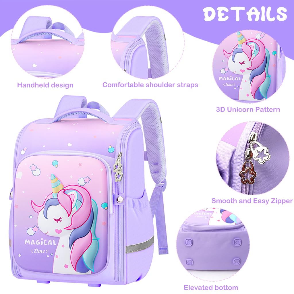PALAY Cartoon Unicorn School Backpack for Girls featuring Full Opening Zipper and 29x16x36cm Large Capacity | Comfortable Burden‑Relief Design