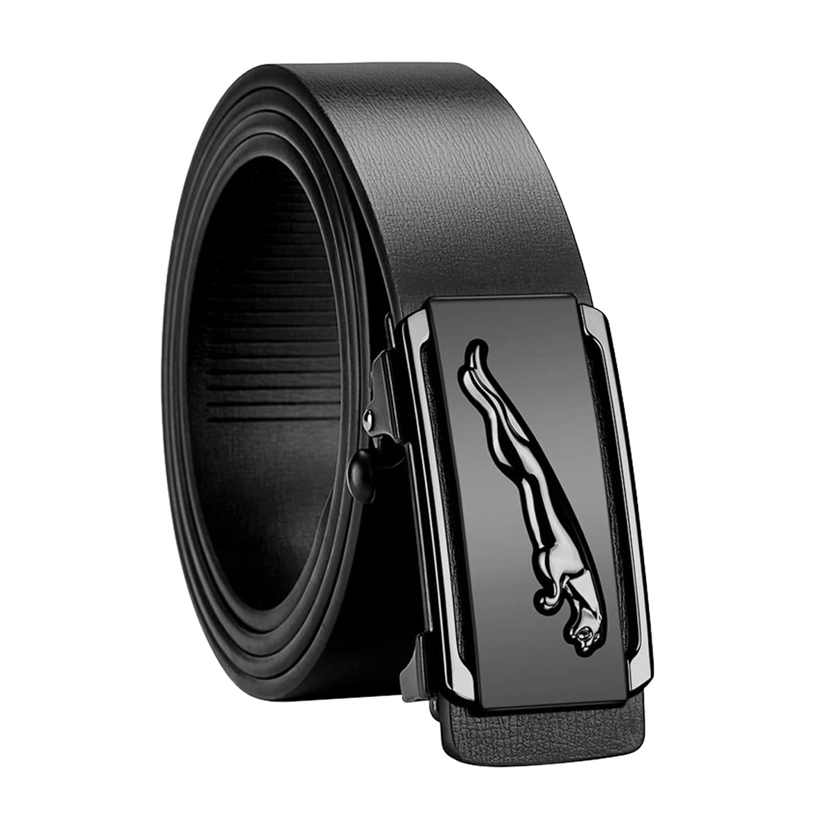 PALAY Leather Belt for Men 130cm with Automatic Slide Lock Buckle | Black PU for Casual and Formal