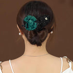 PALAY® Hair Buns for Women Floral Magic Bun Maker for Hair Bun Accessories Pearl French Hair Bun Clips Elegant Hairstyle Twist Juda Hair Accessories for Women, Girls - Green