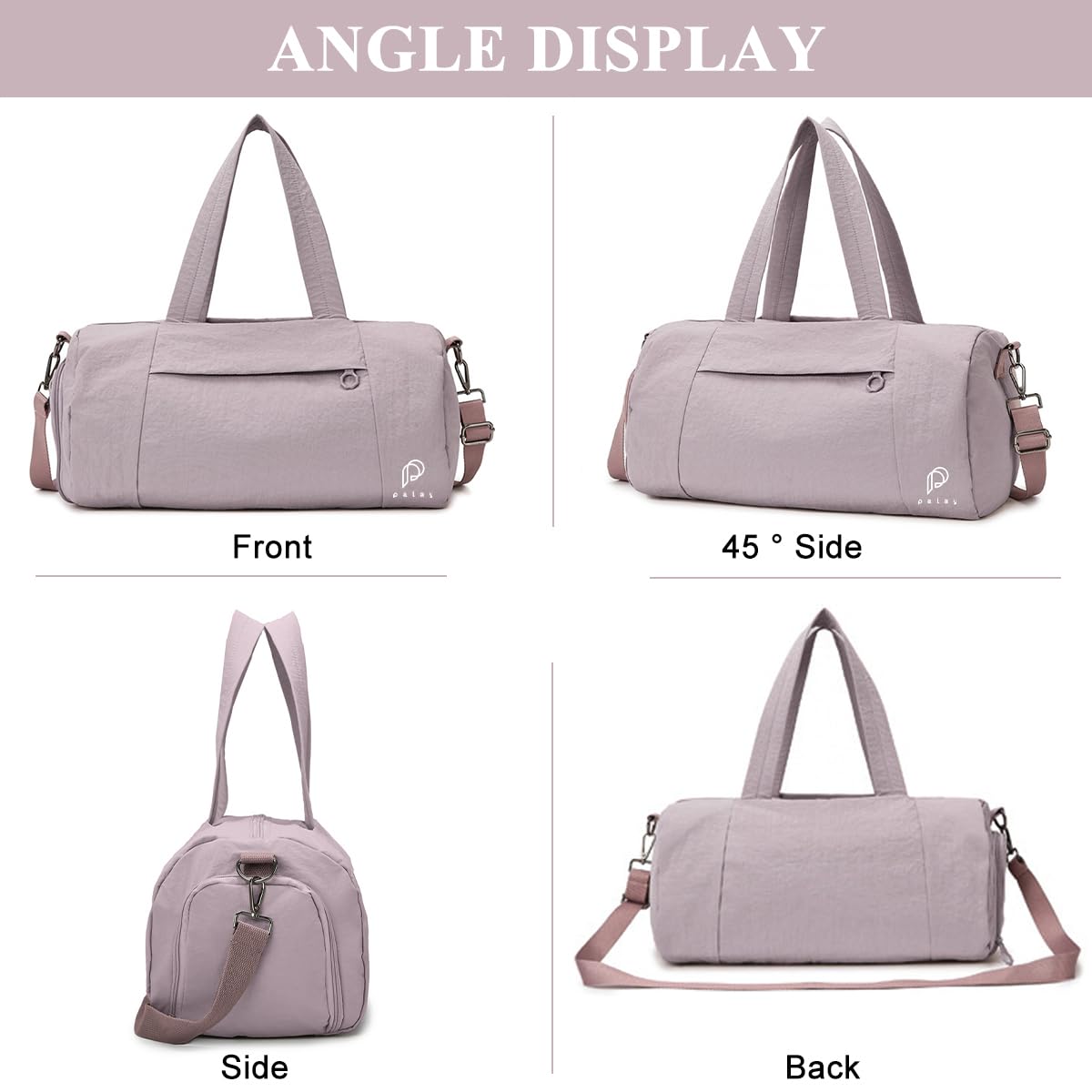 PALAY Gym Bag for Women with Shoe Compartment and Wet Dry Section | Waterproof Nylon Duffle